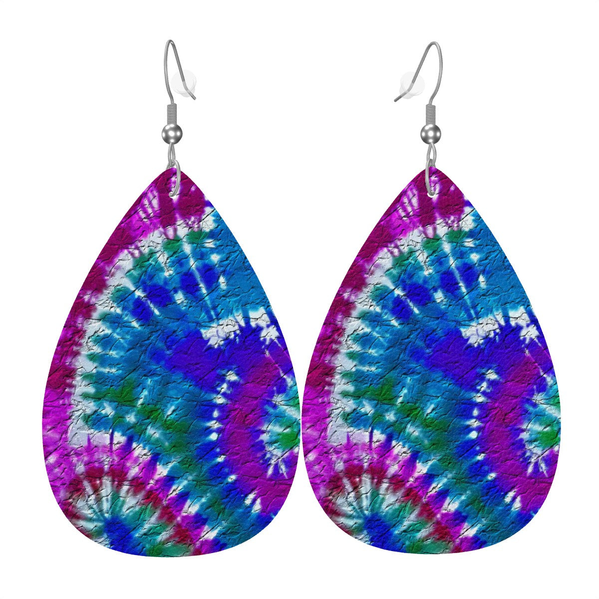 Cosmic Tie-Dye Leather Teardrop Earrings