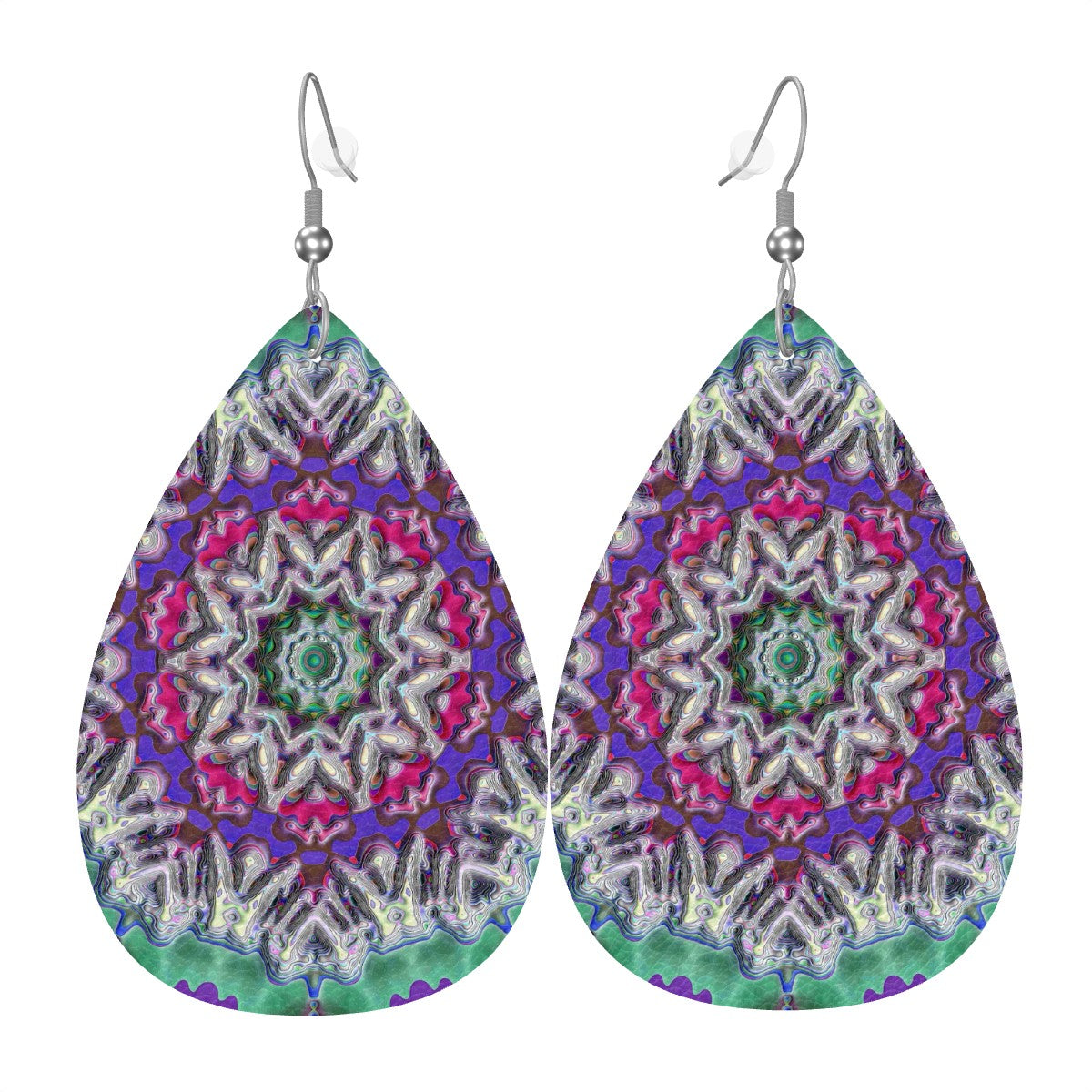 Mystic Fusion Medallion Leather Teardrop Earrings