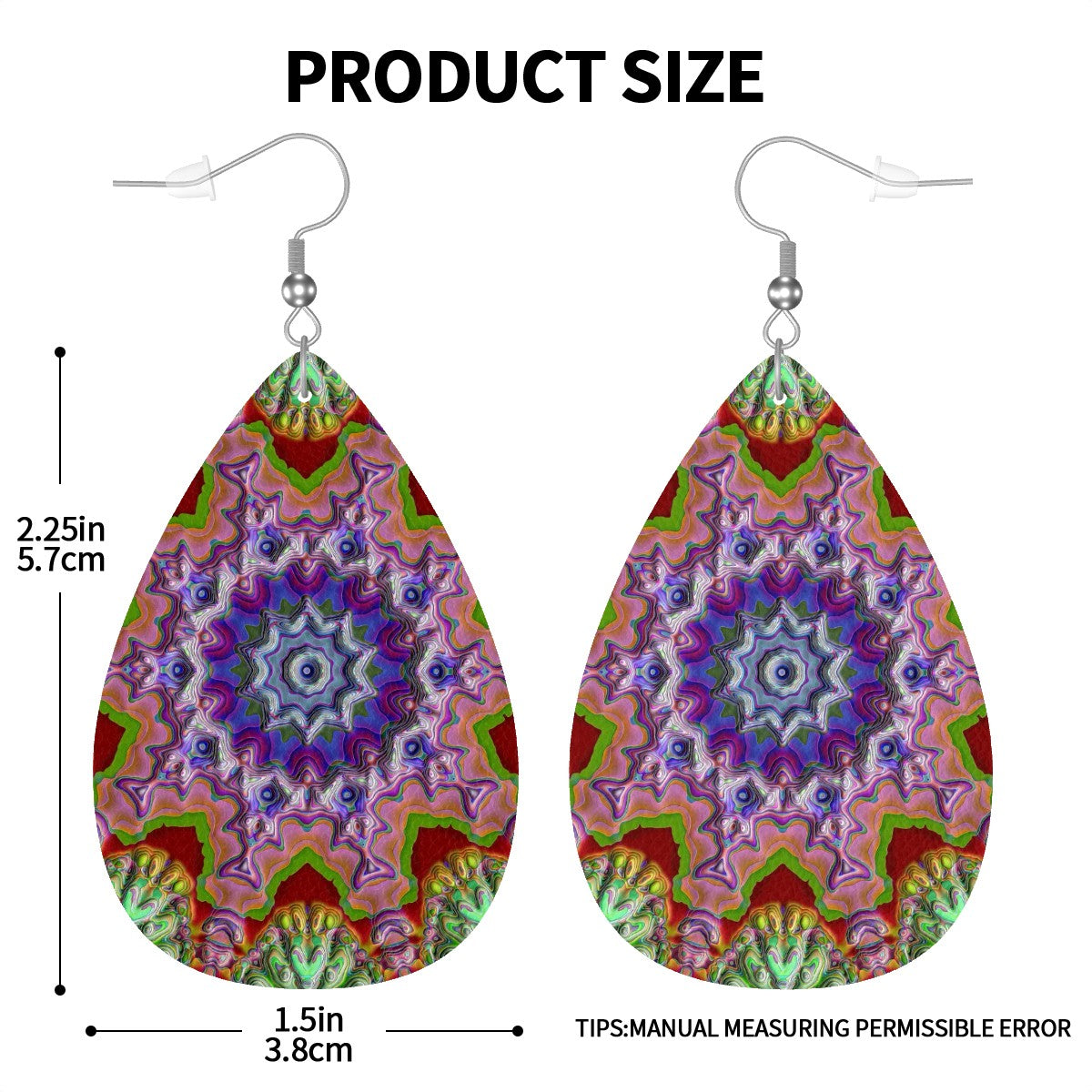 Gemstone Flora Leather Teardrop Earrings