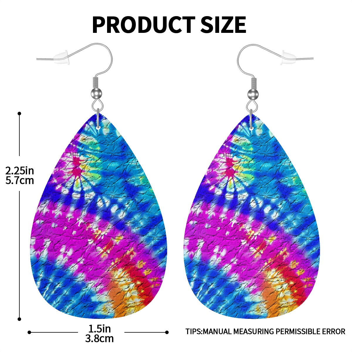 Vibrant Vortex Leather Teardrop Earrings