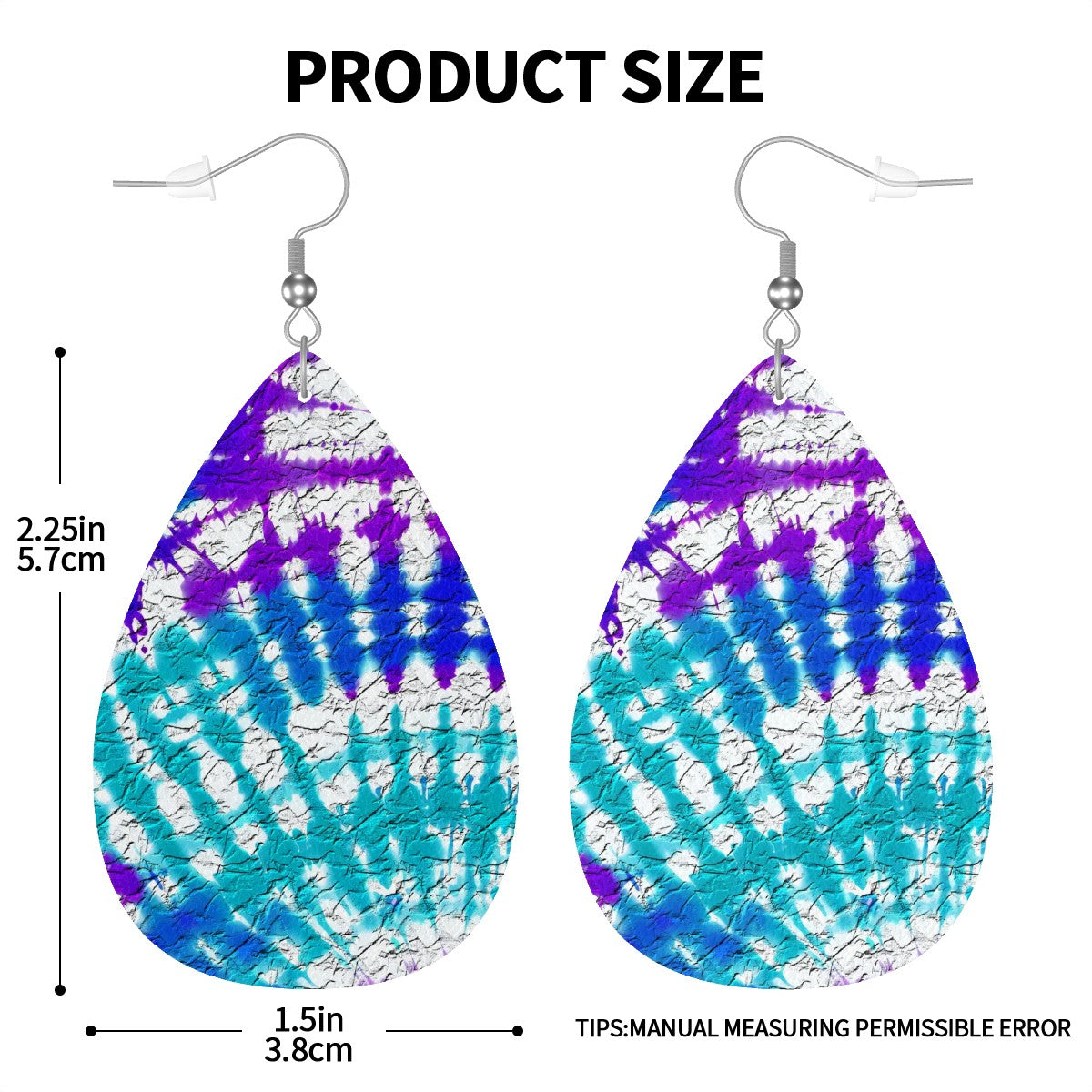 Rave Wave Tie-Dye Leather Teardrop Earrings