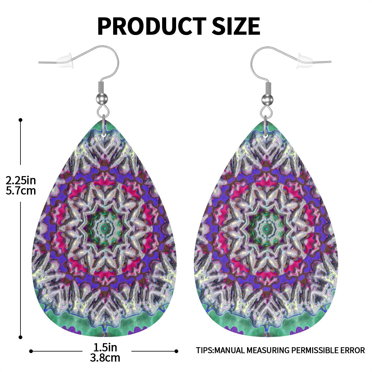 Mystic Fusion Medallion Leather Teardrop Earrings