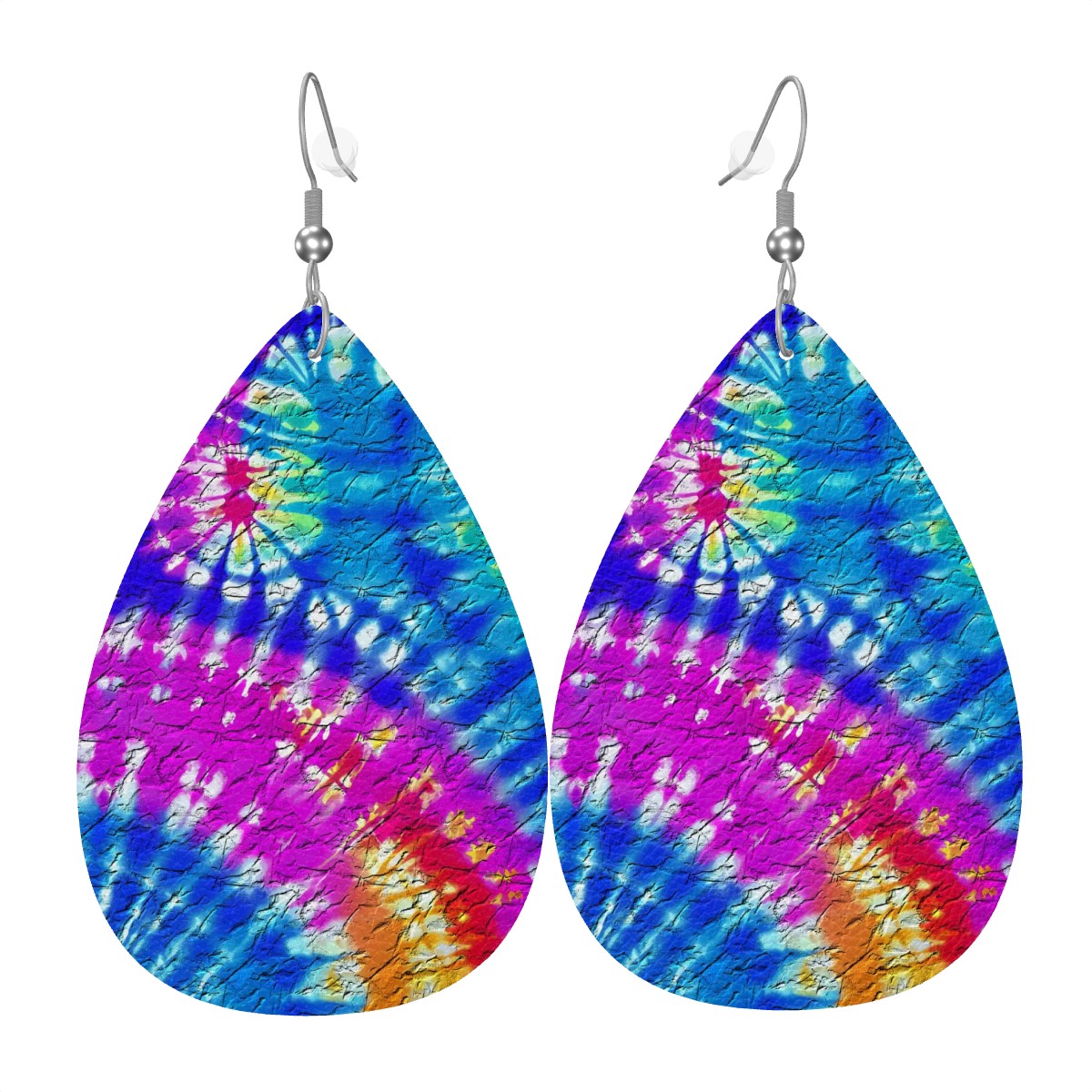 Vibrant Vortex Leather Teardrop Earrings
