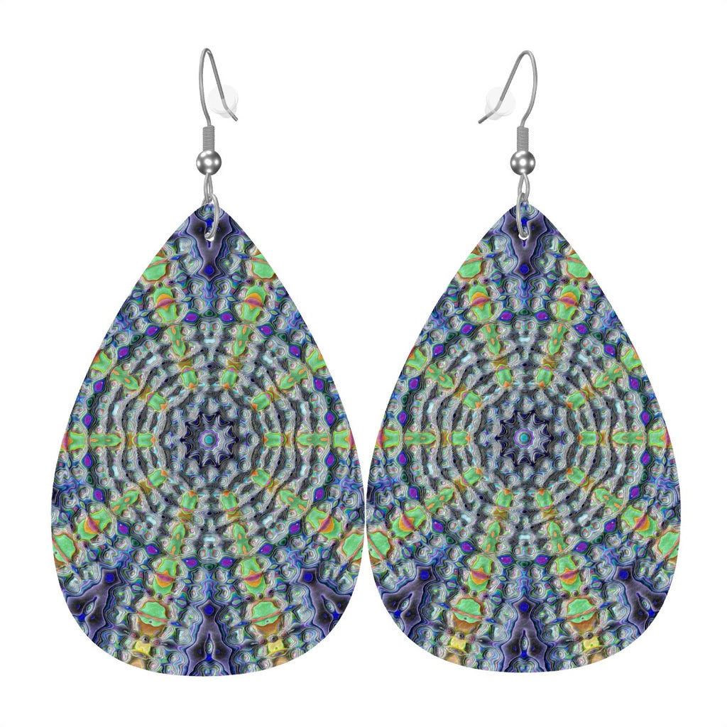 Chakra Bloom Leather Teardrop Earrings