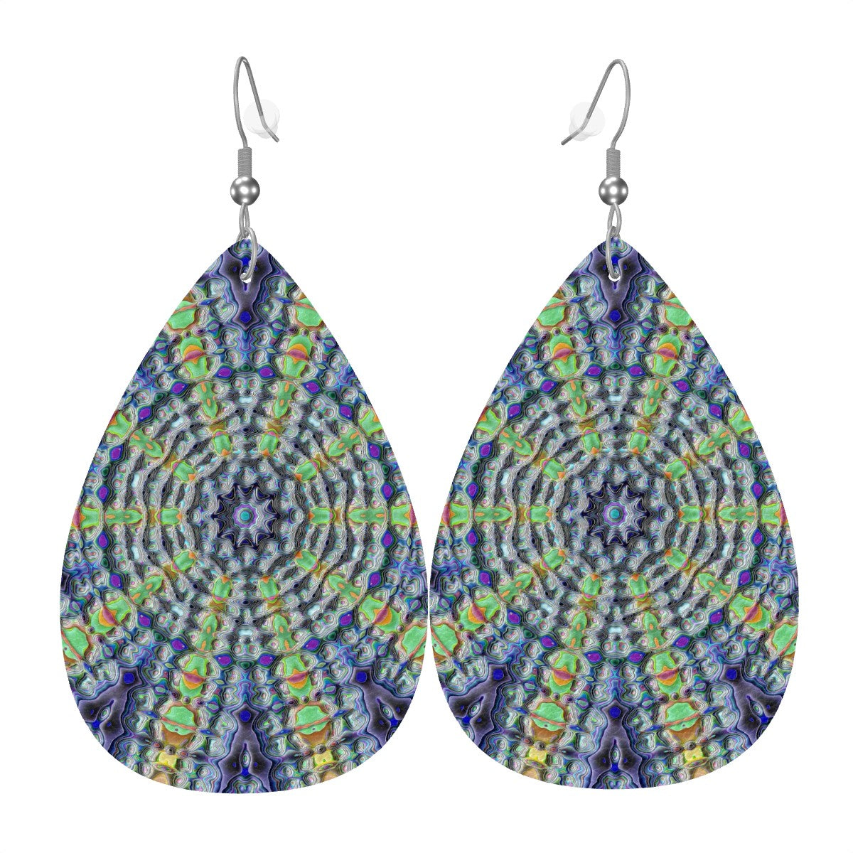Chakra Bloom Leather Teardrop Earrings