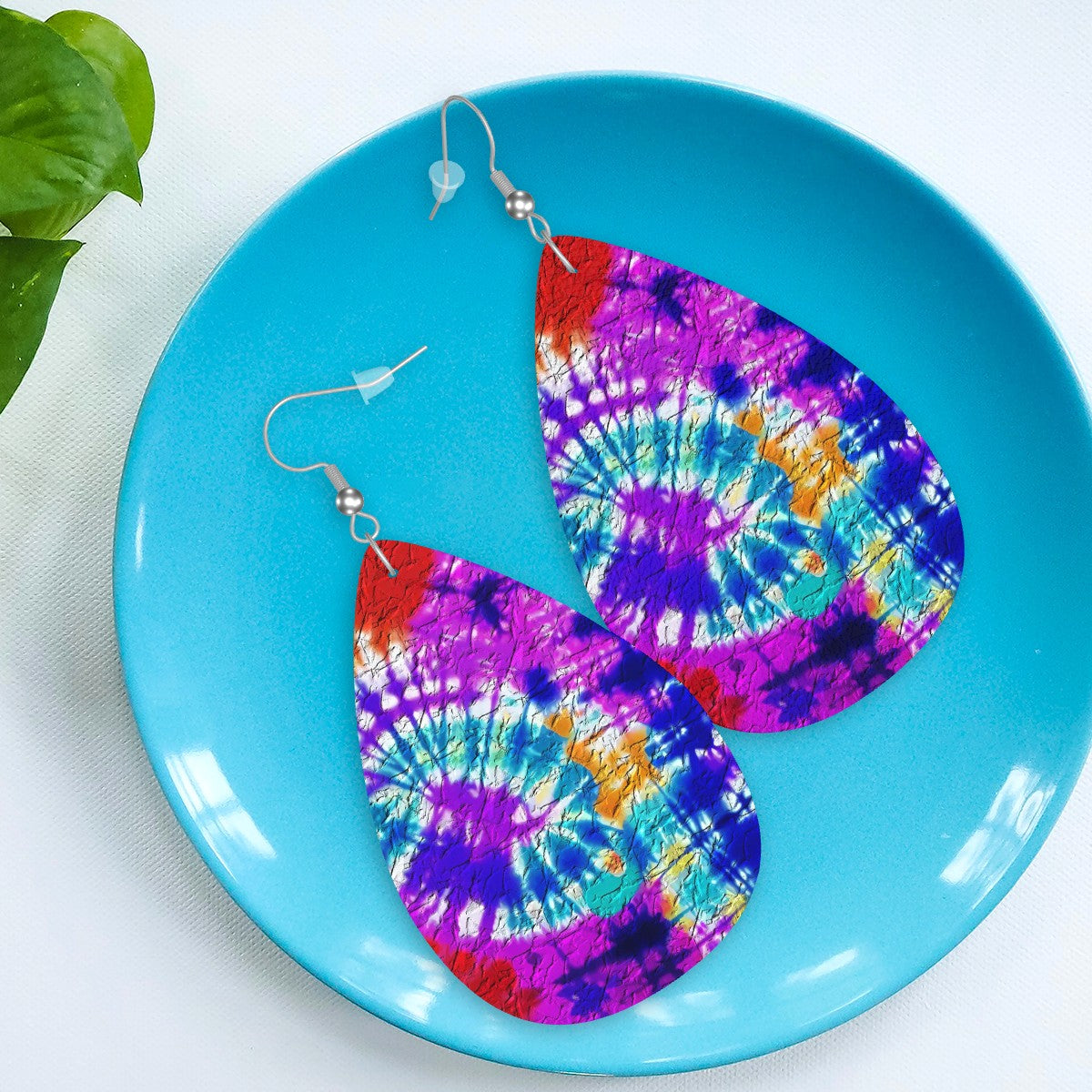 Groovy Swirl Leather Teardrop Earrings