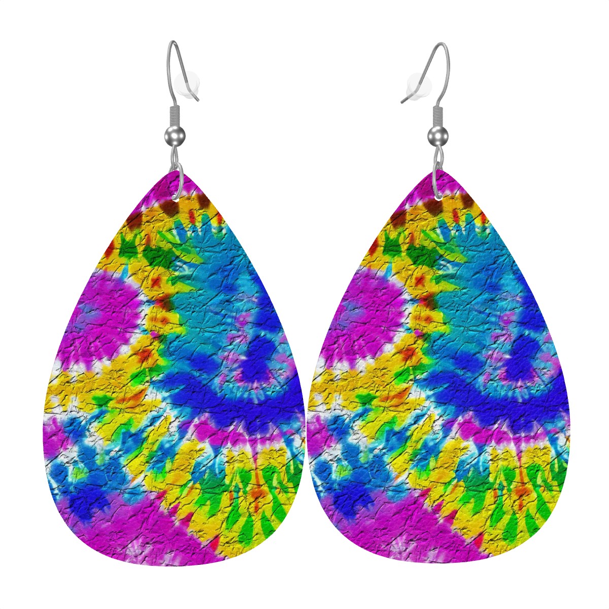 Tie-Dye Tsunami Leather Teardrop Earrings