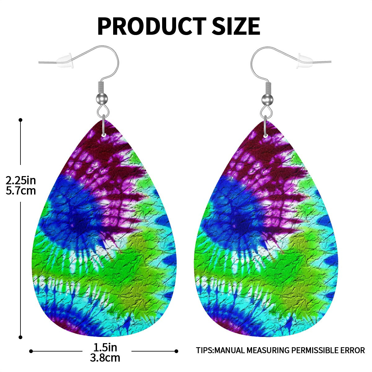 Psychedelic Vortex Leather Teardrop Earrings