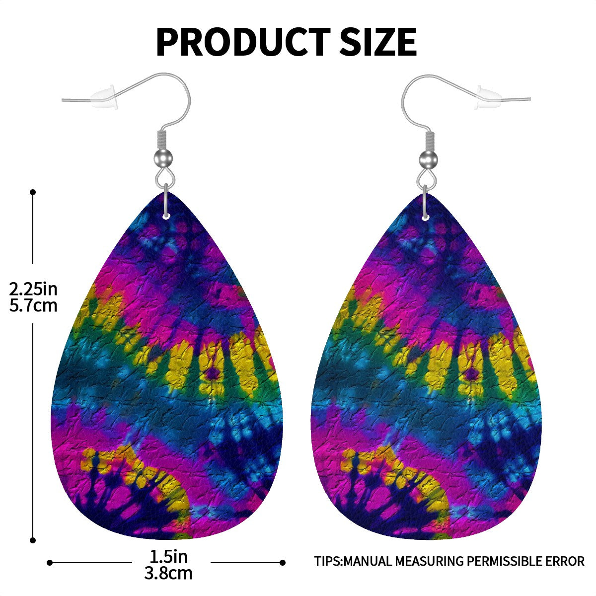 Chromatic Vortex Leather Teardrop Earrings