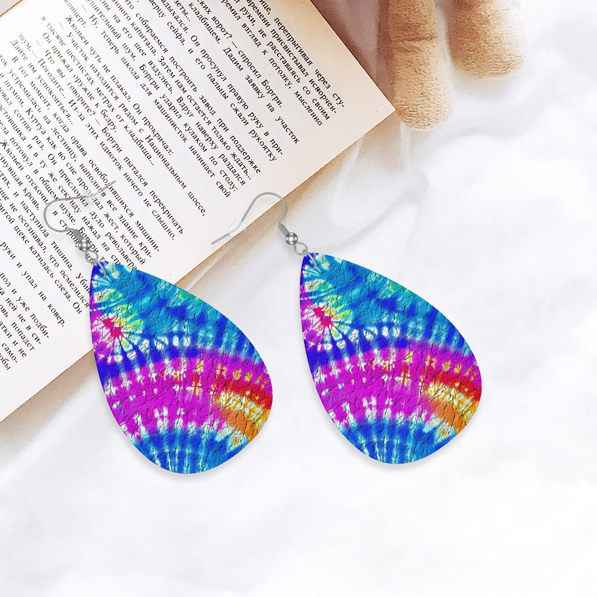 Vibrant Vortex Leather Teardrop Earrings