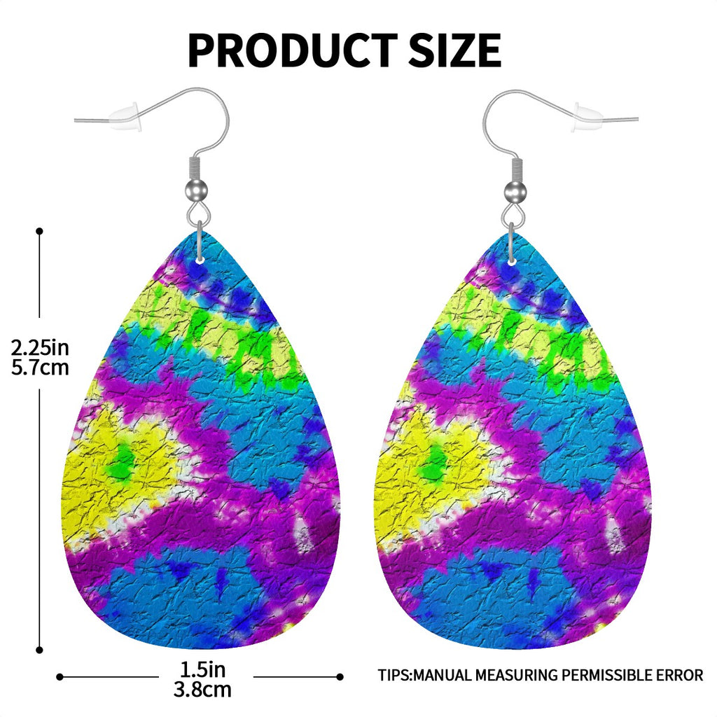 Shibori Spectrum Leather Teardrop Earrings