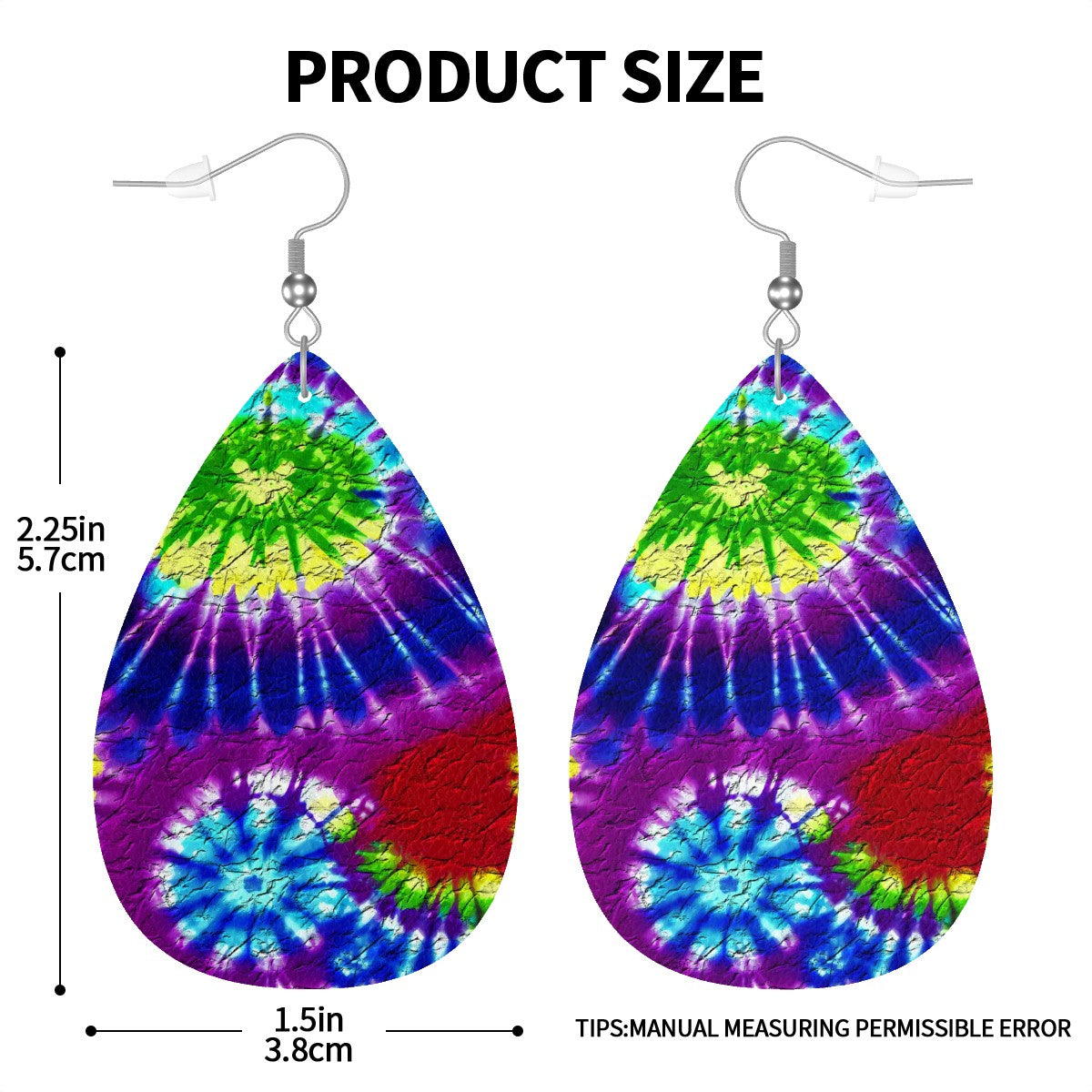 Cosmic Vortex Tie-Dye Leather Teardrop Earrings