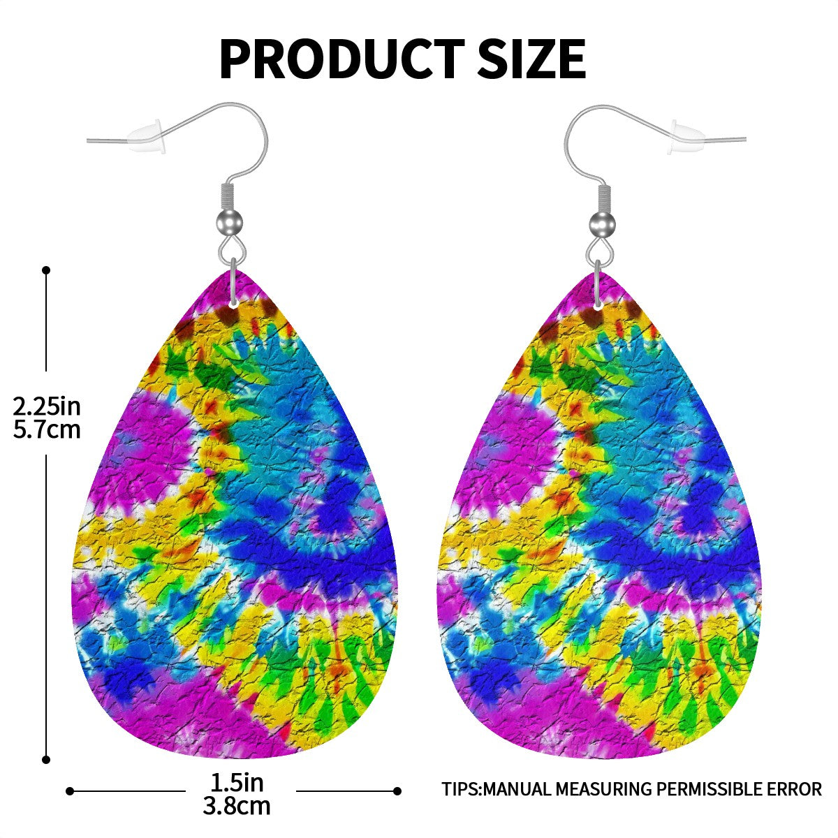 Tie-Dye Tsunami Leather Teardrop Earrings