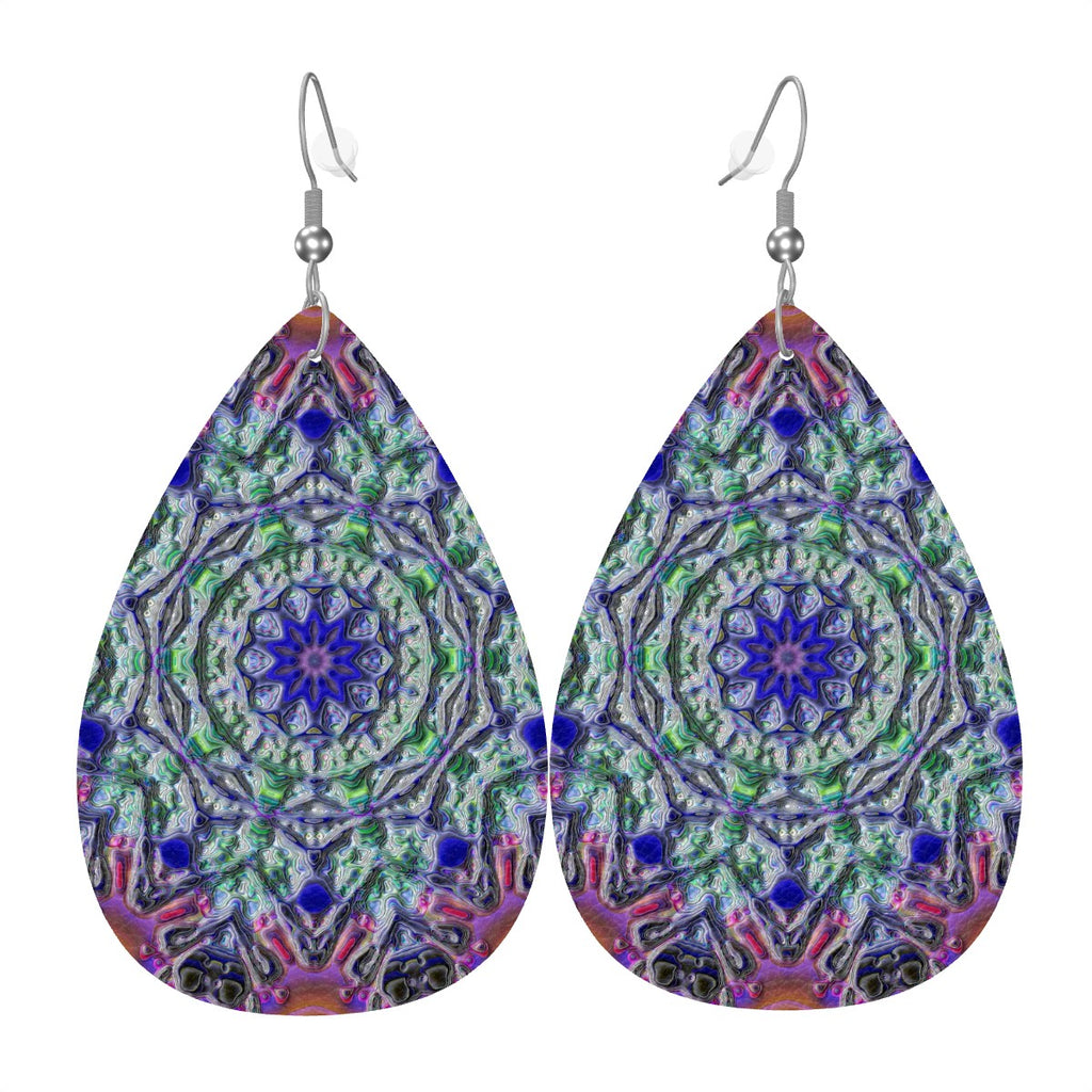 Electric Oasis Leather Teardrop Earrings
