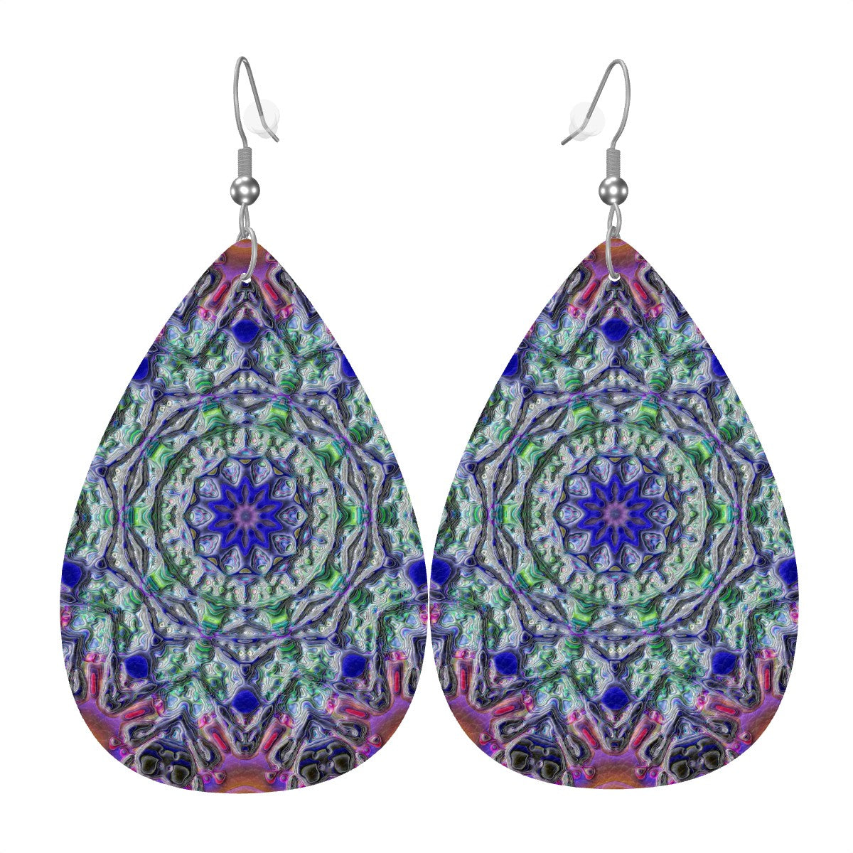 Electric Oasis Leather Teardrop Earrings