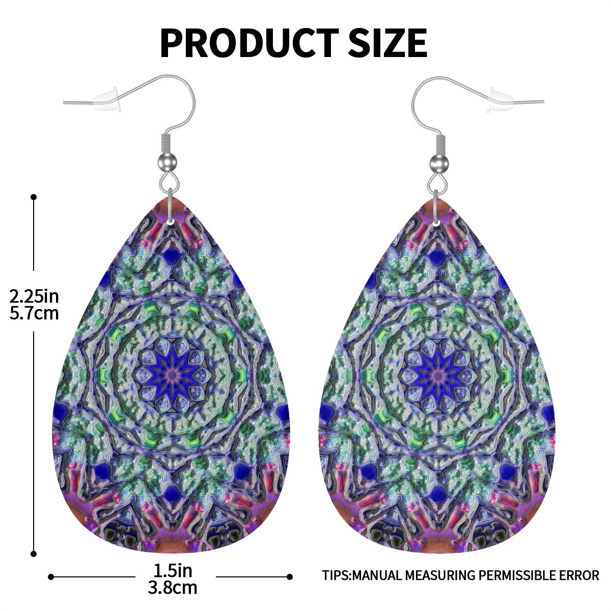 Electric Oasis Leather Teardrop Earrings