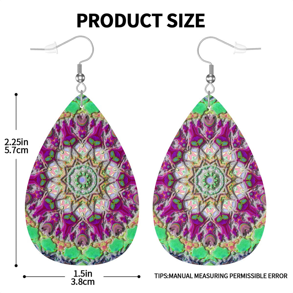 Aura Quartz Leather Teardrop Earrings