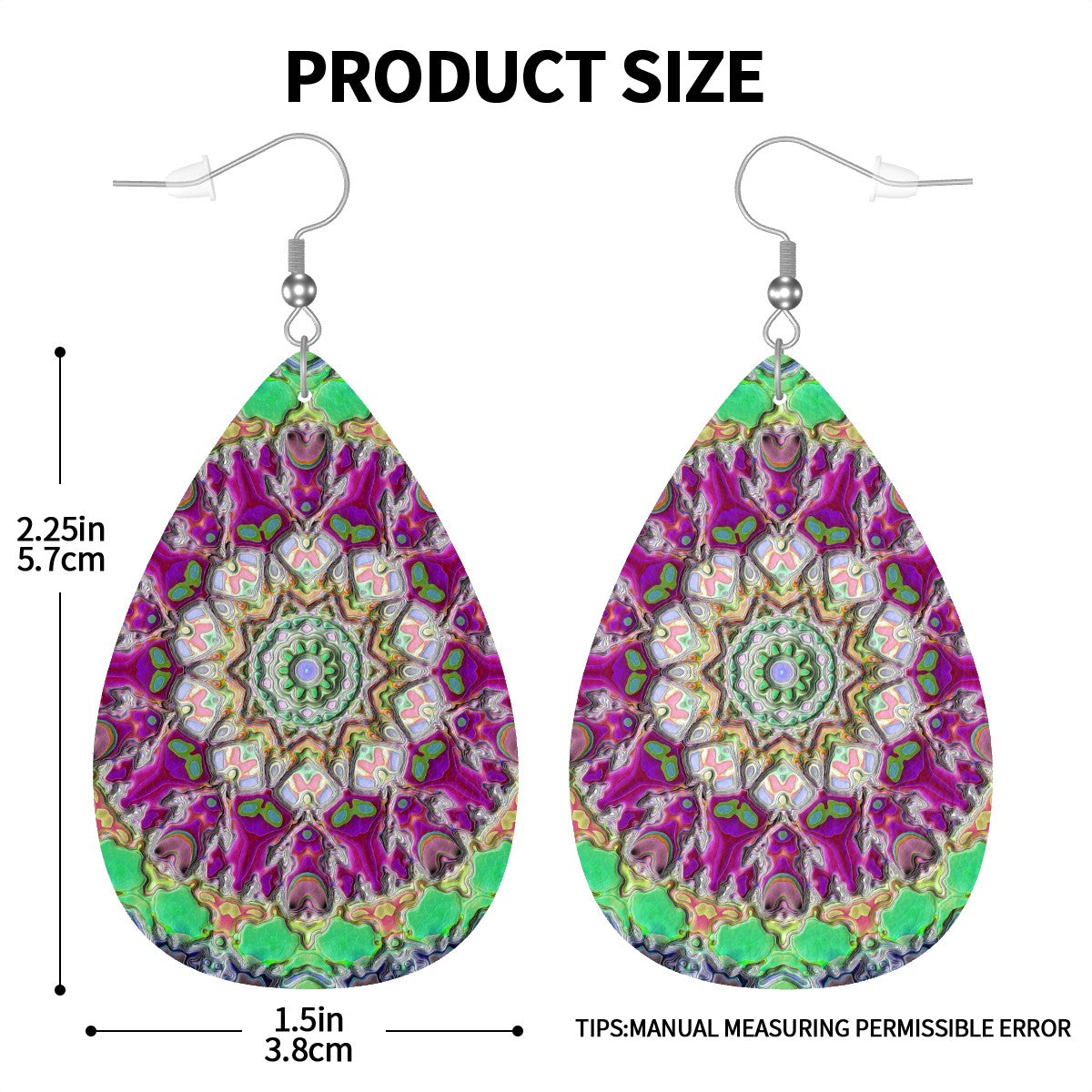 Aura Quartz Leather Teardrop Earrings
