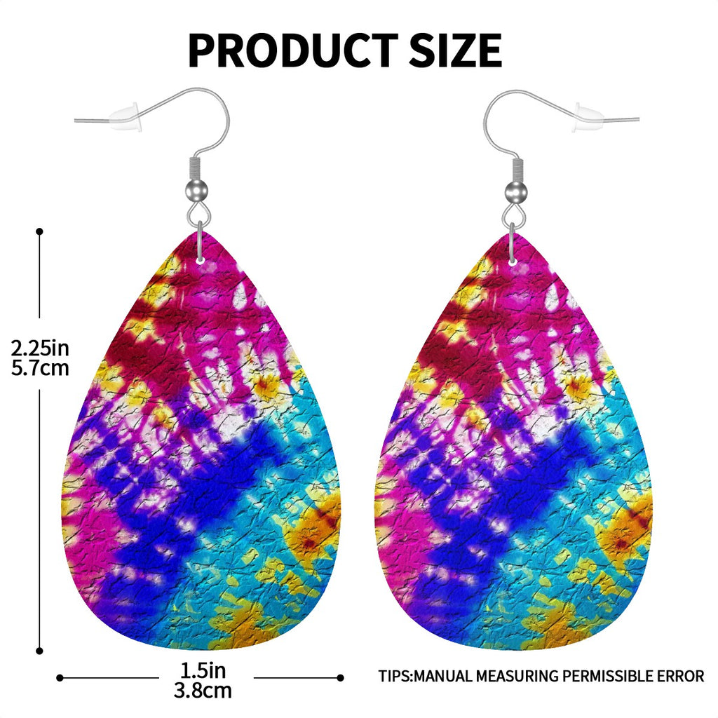 Faux Relief Tie-Dye Leather Teardrop Earrings