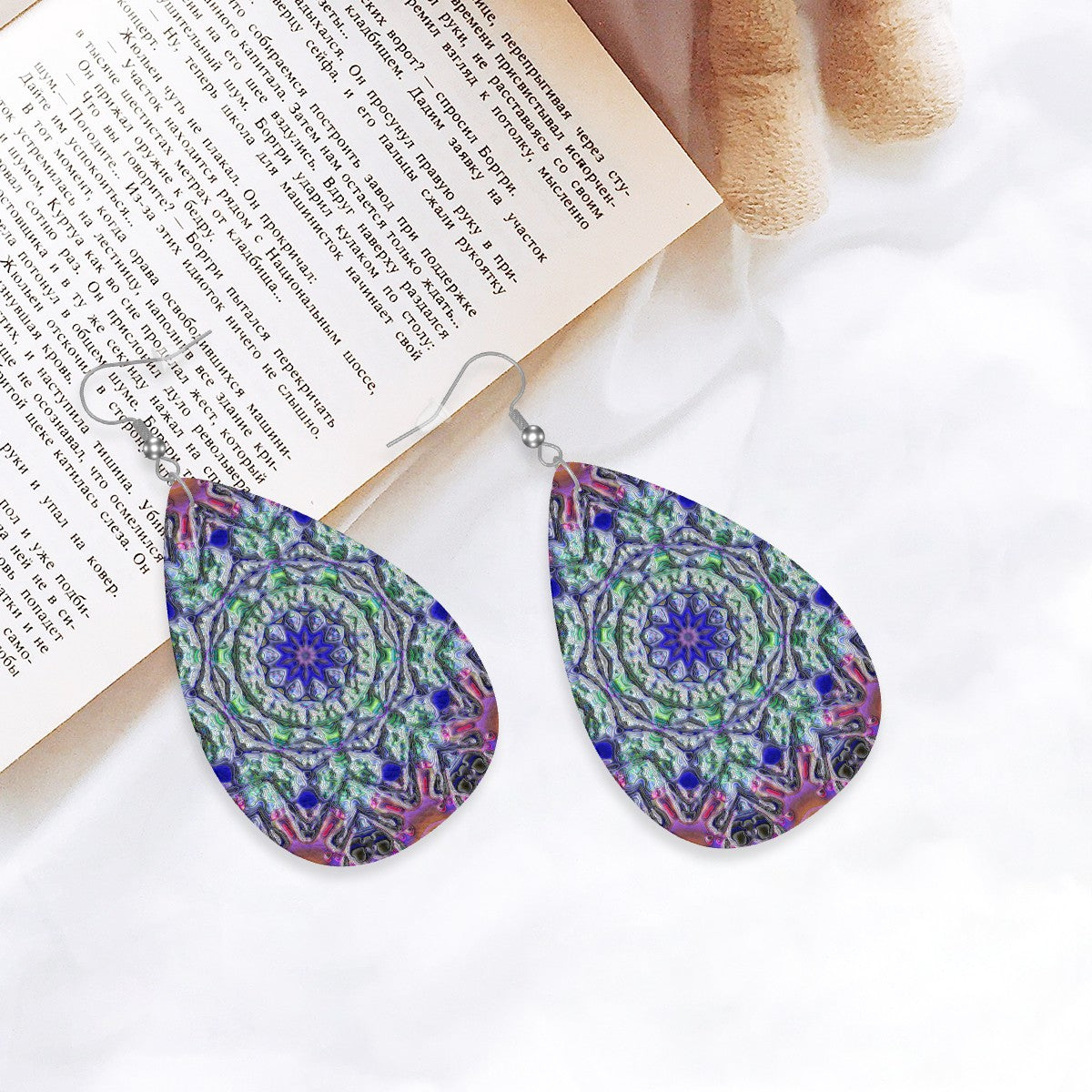 Electric Oasis Leather Teardrop Earrings