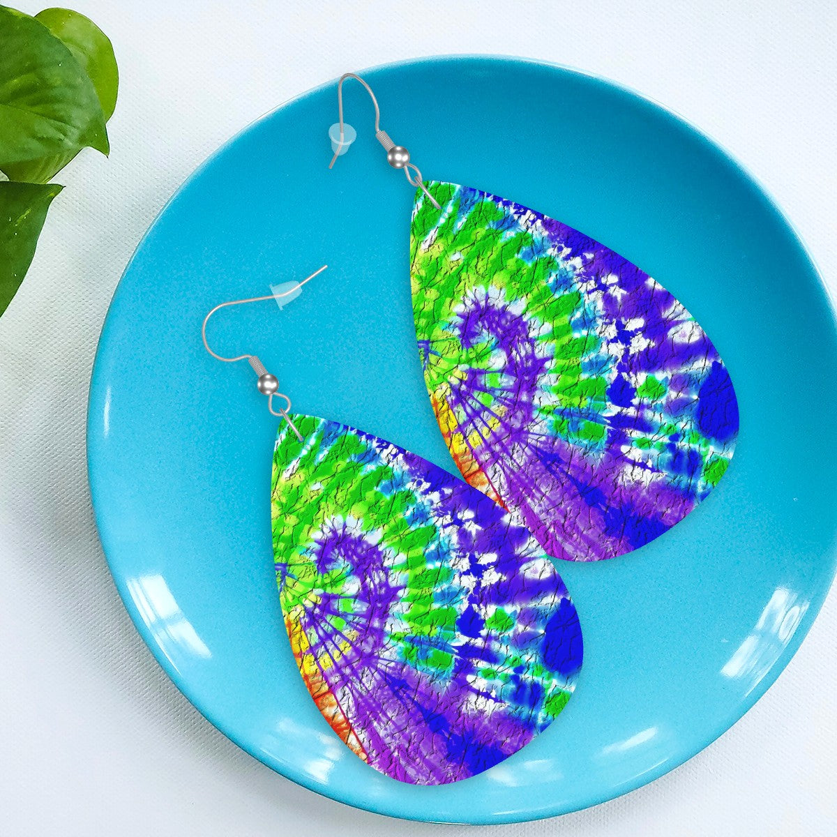 Hippie Swirl Leather Teardrop Earrings
