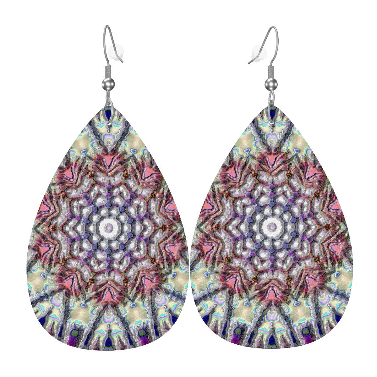Cosmic Bloom Leather Teardrop Earrings