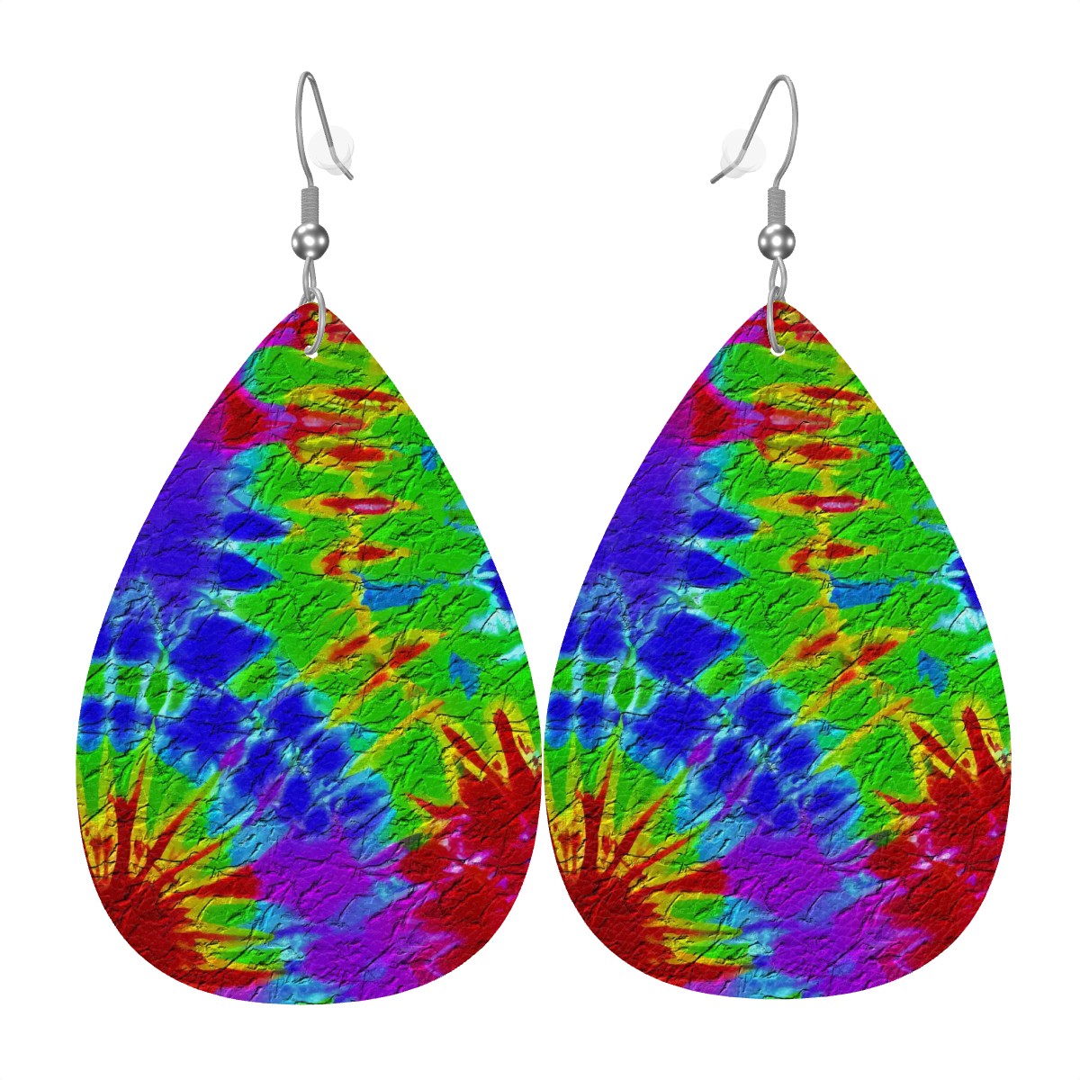 Festival Vibe Tie-Dye Leather Teardrop Earrings