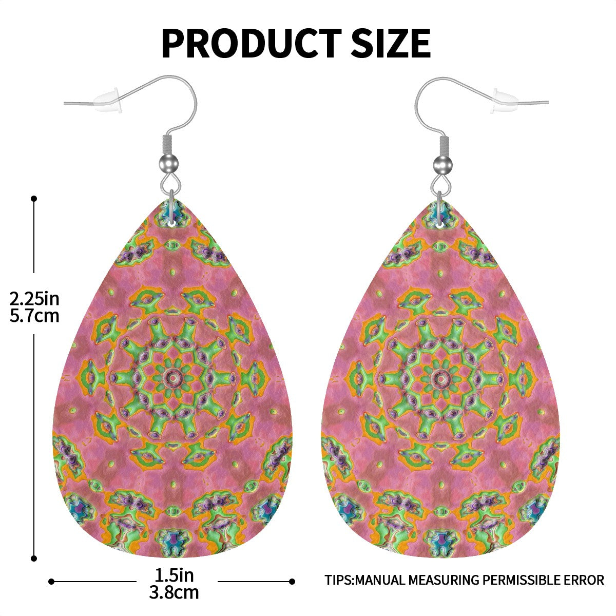 Acid Garden Leather Teardrop Earrings