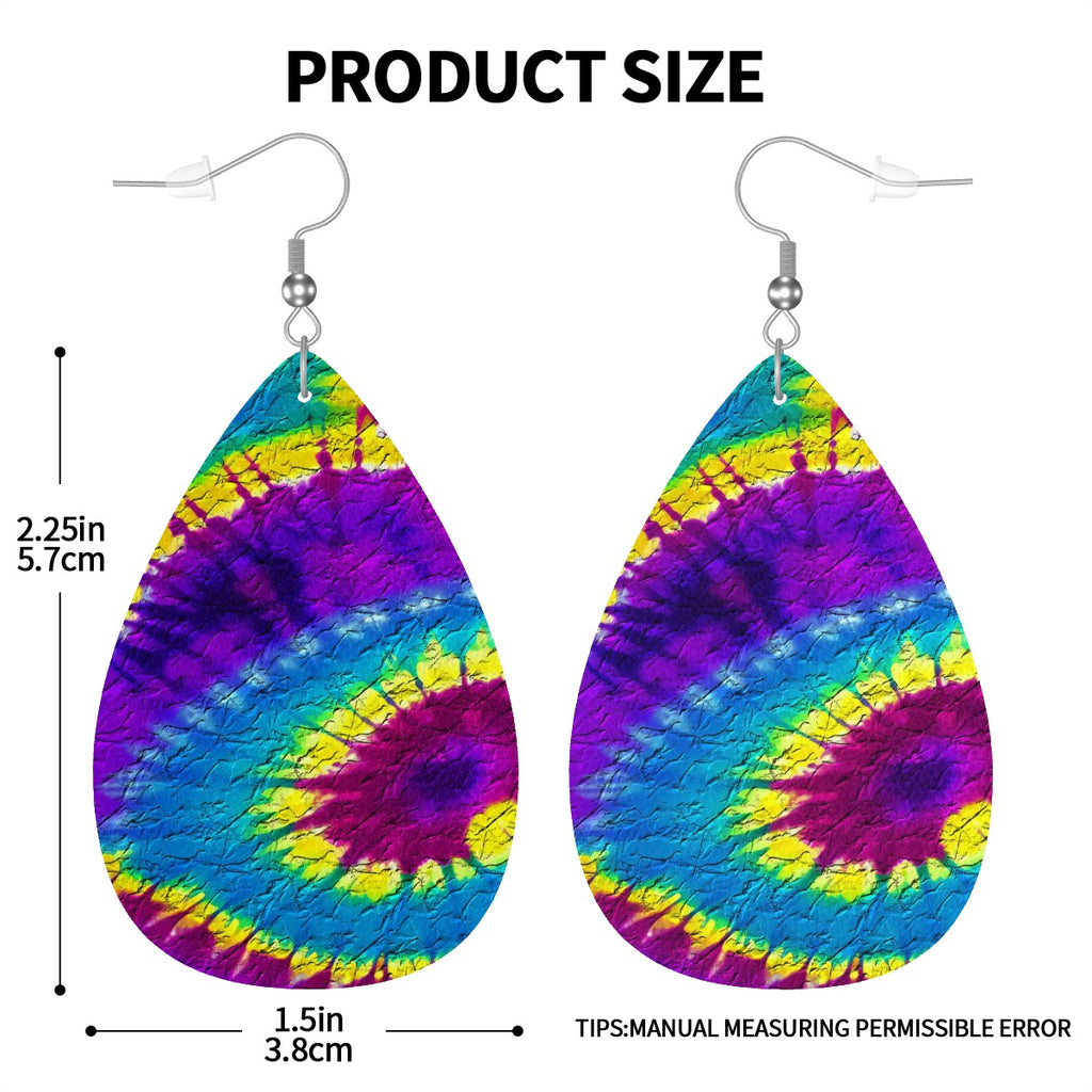 Neo-Hippie Sunburst Leather Teardrop Earrings