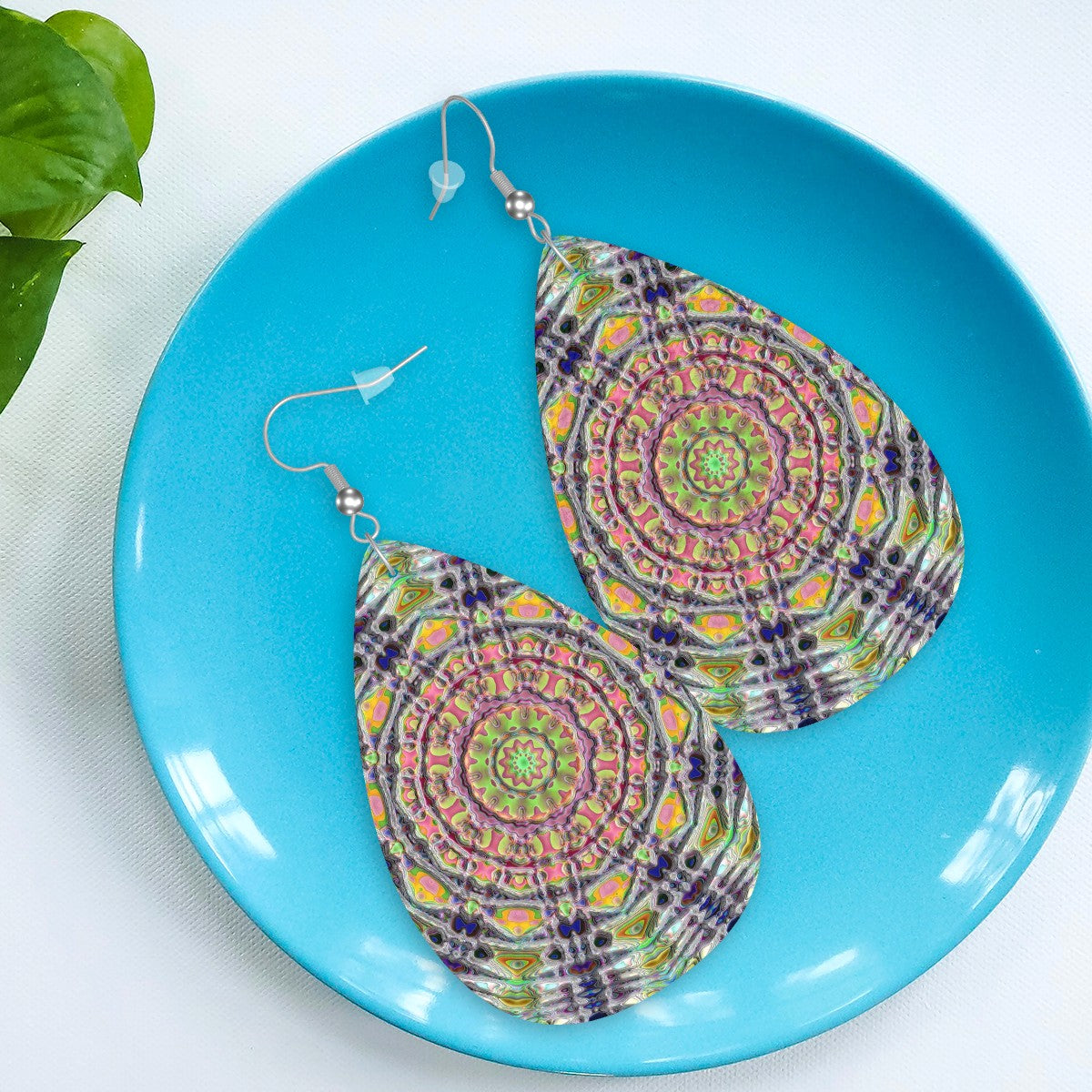 Cosmic Radiance Leather Teardrop Earrings