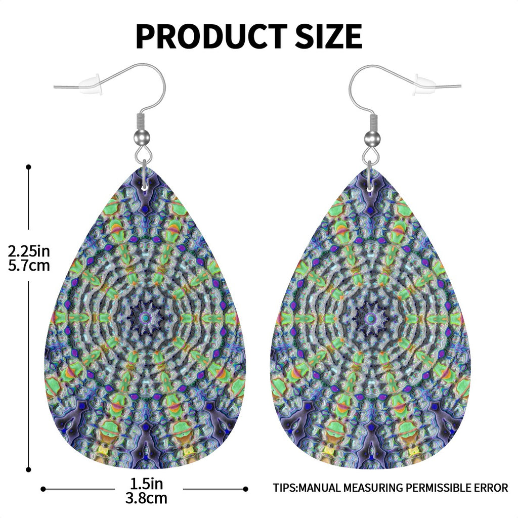 Chakra Bloom Leather Teardrop Earrings