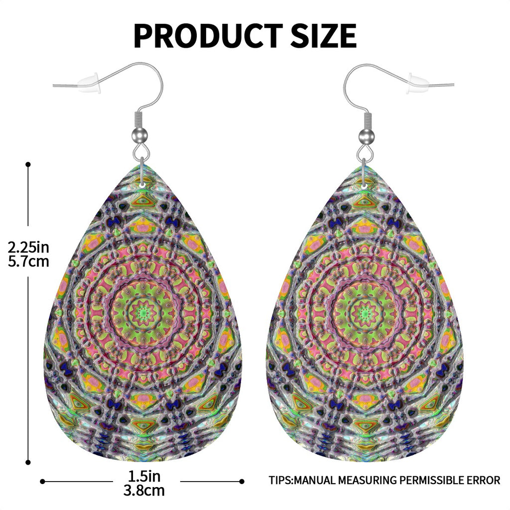 Cosmic Radiance Leather Teardrop Earrings