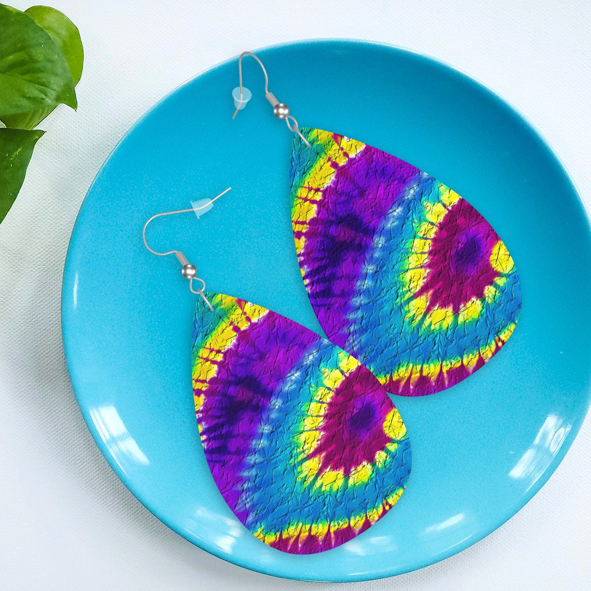 Neo-Hippie Sunburst Leather Teardrop Earrings