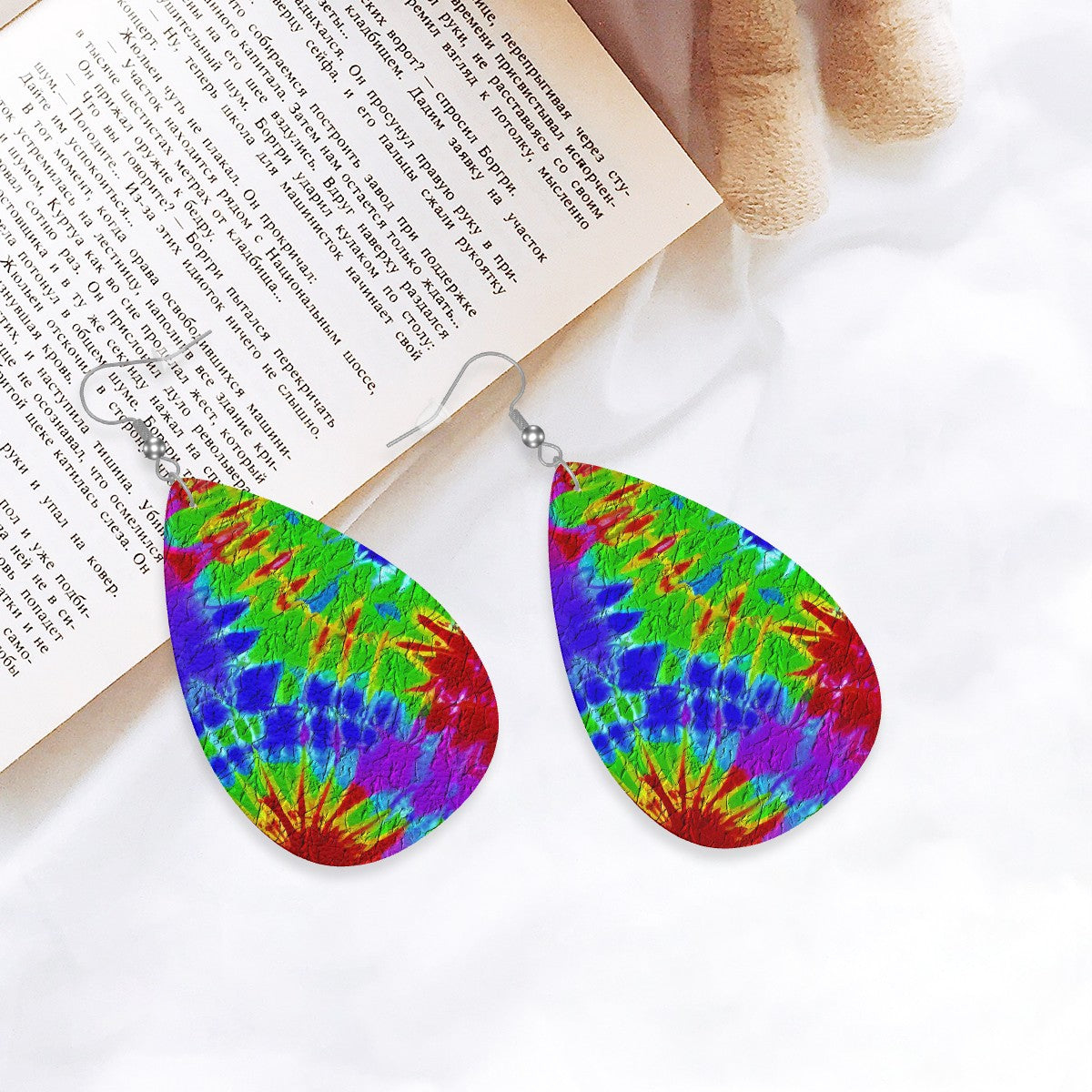 Festival Vibe Tie-Dye Leather Teardrop Earrings