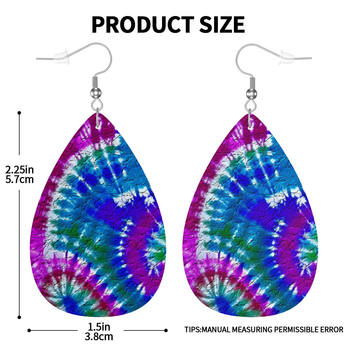 Cosmic Tie-Dye Leather Teardrop Earrings