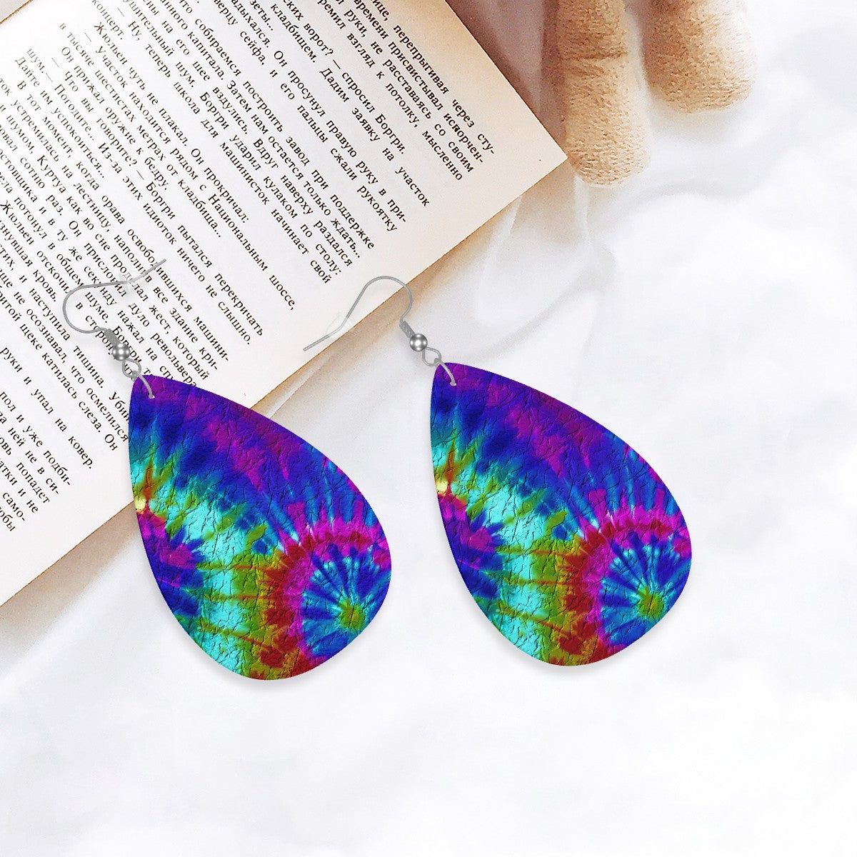 Electric Hippie Dream Leather Teardrop Earrings
