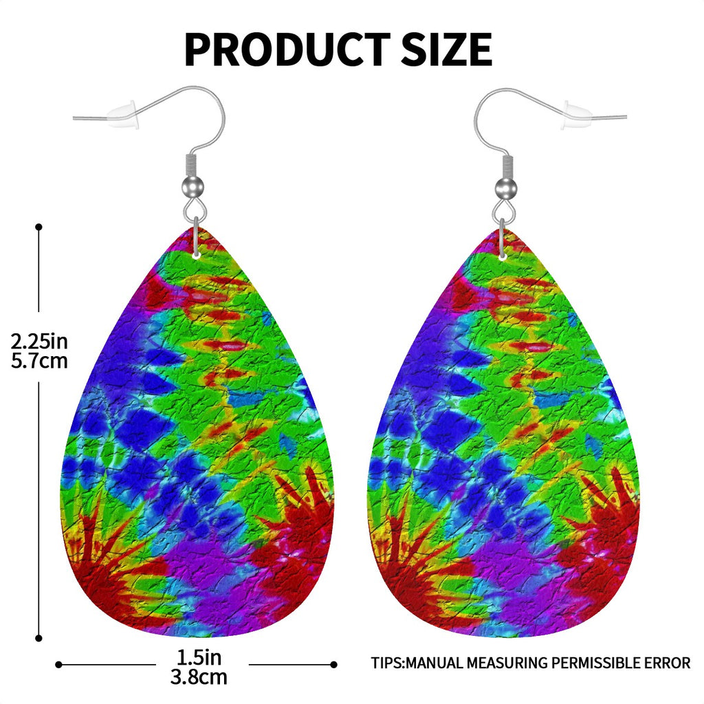 Festival Vibe Tie-Dye Leather Teardrop Earrings