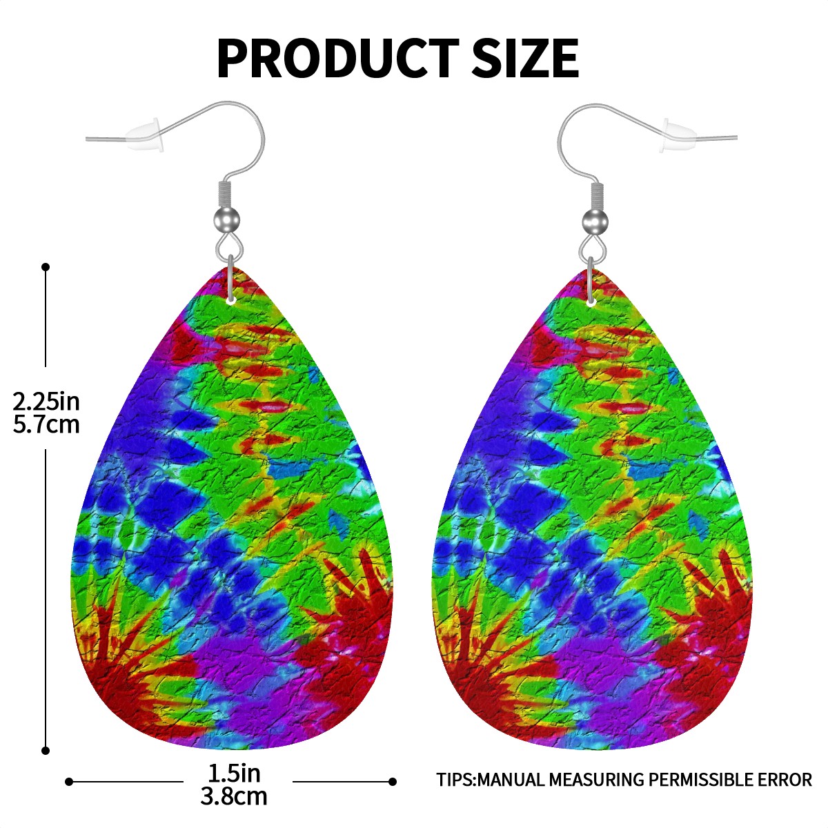 Festival Vibe Tie-Dye Leather Teardrop Earrings