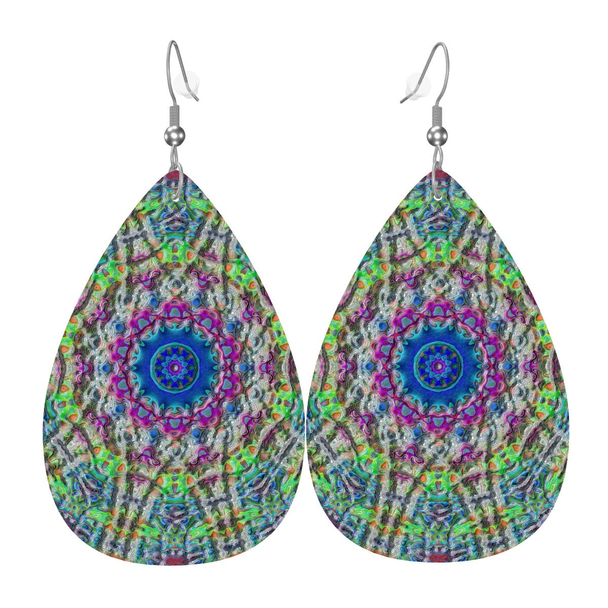Ethereal Blossom Leather Teardrop Earrings