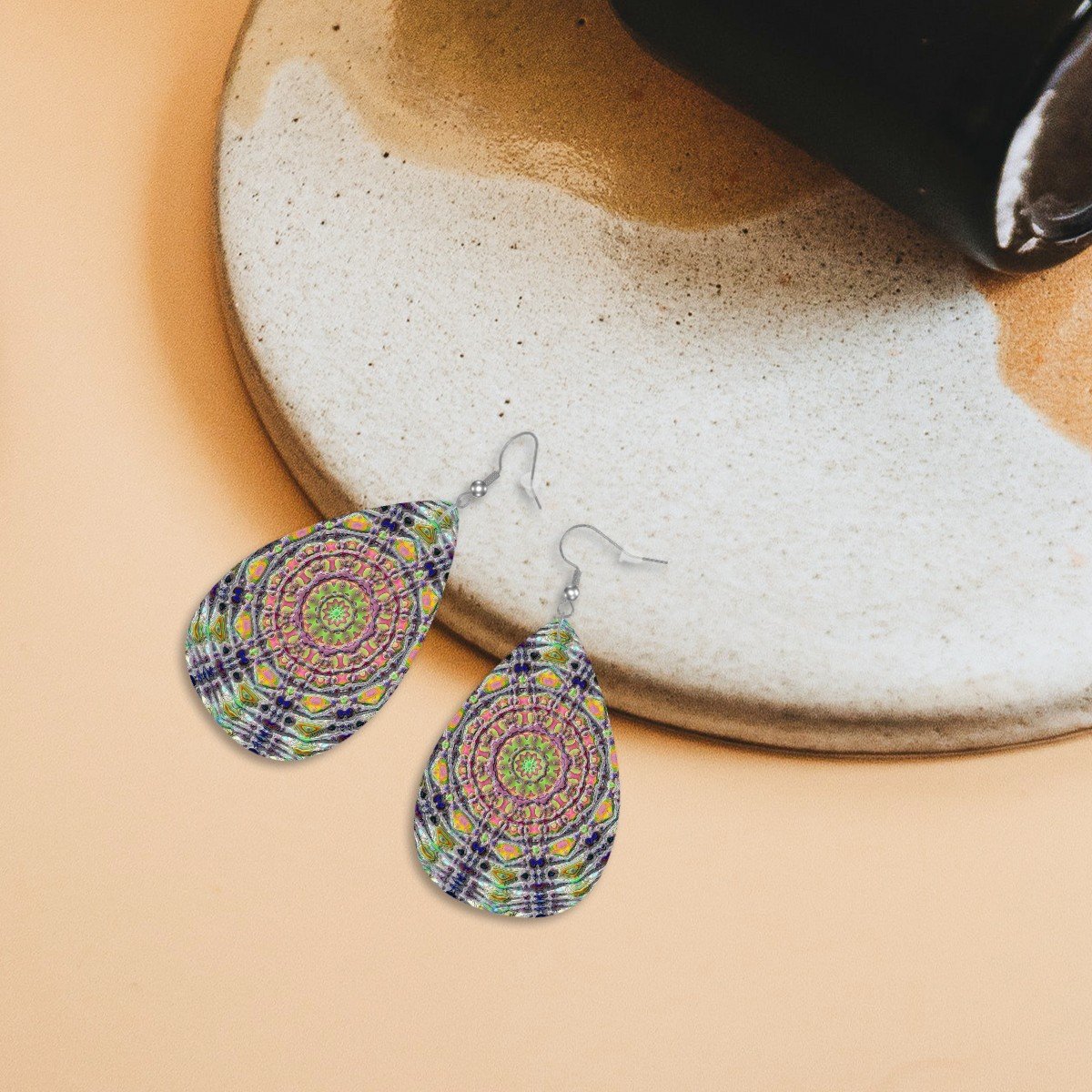 Cosmic Radiance Leather Teardrop Earrings