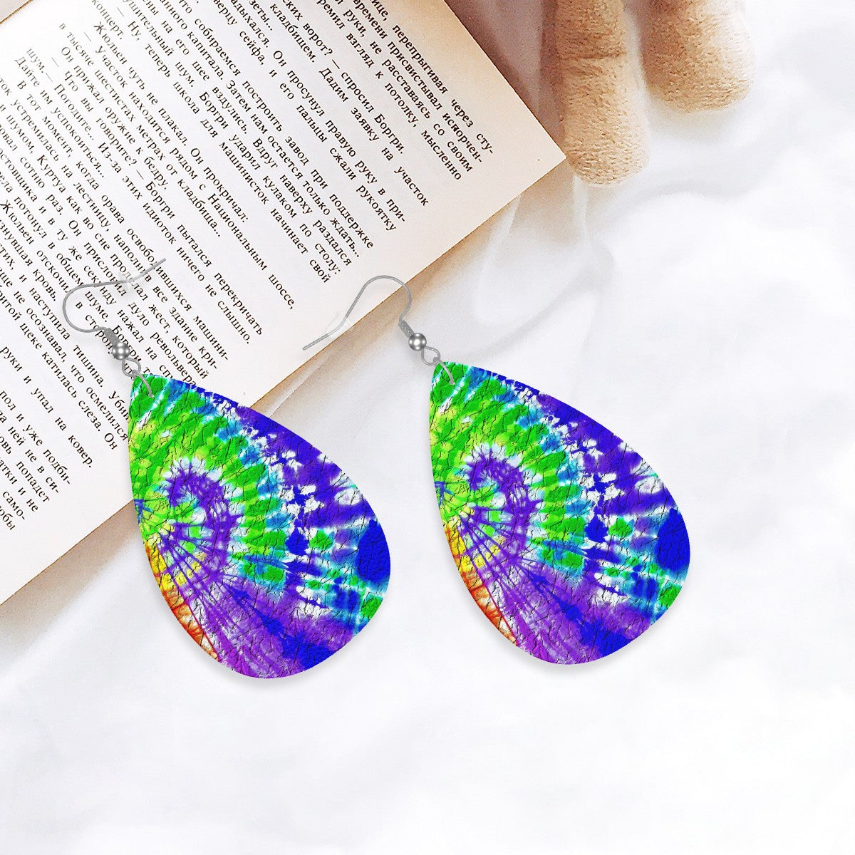 Hippie Swirl Leather Teardrop Earrings