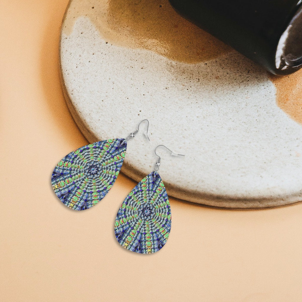 Chakra Bloom Leather Teardrop Earrings
