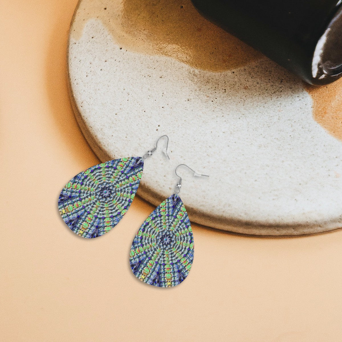 Chakra Bloom Leather Teardrop Earrings