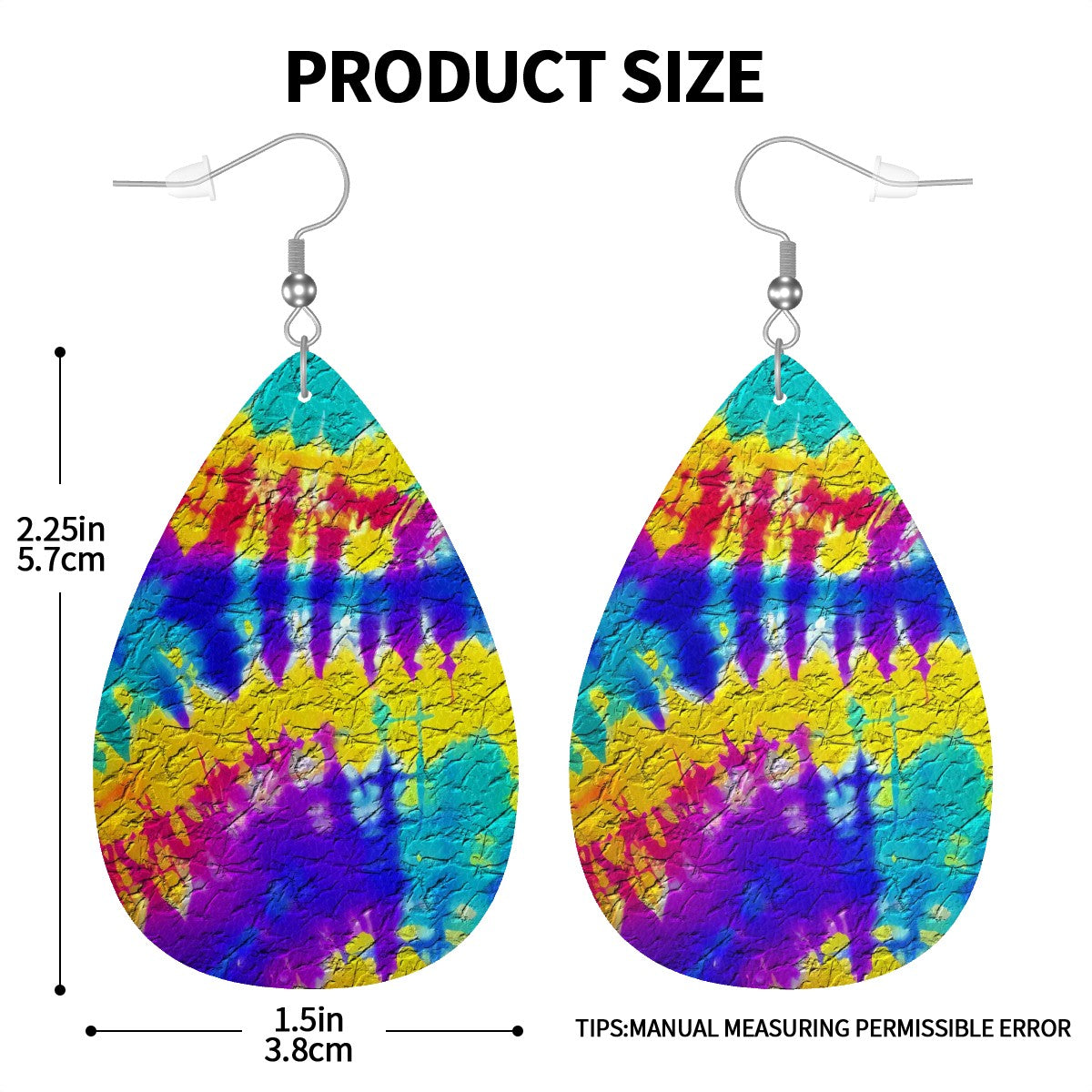 Cracked Rainbow Leather Teardrop Earrings