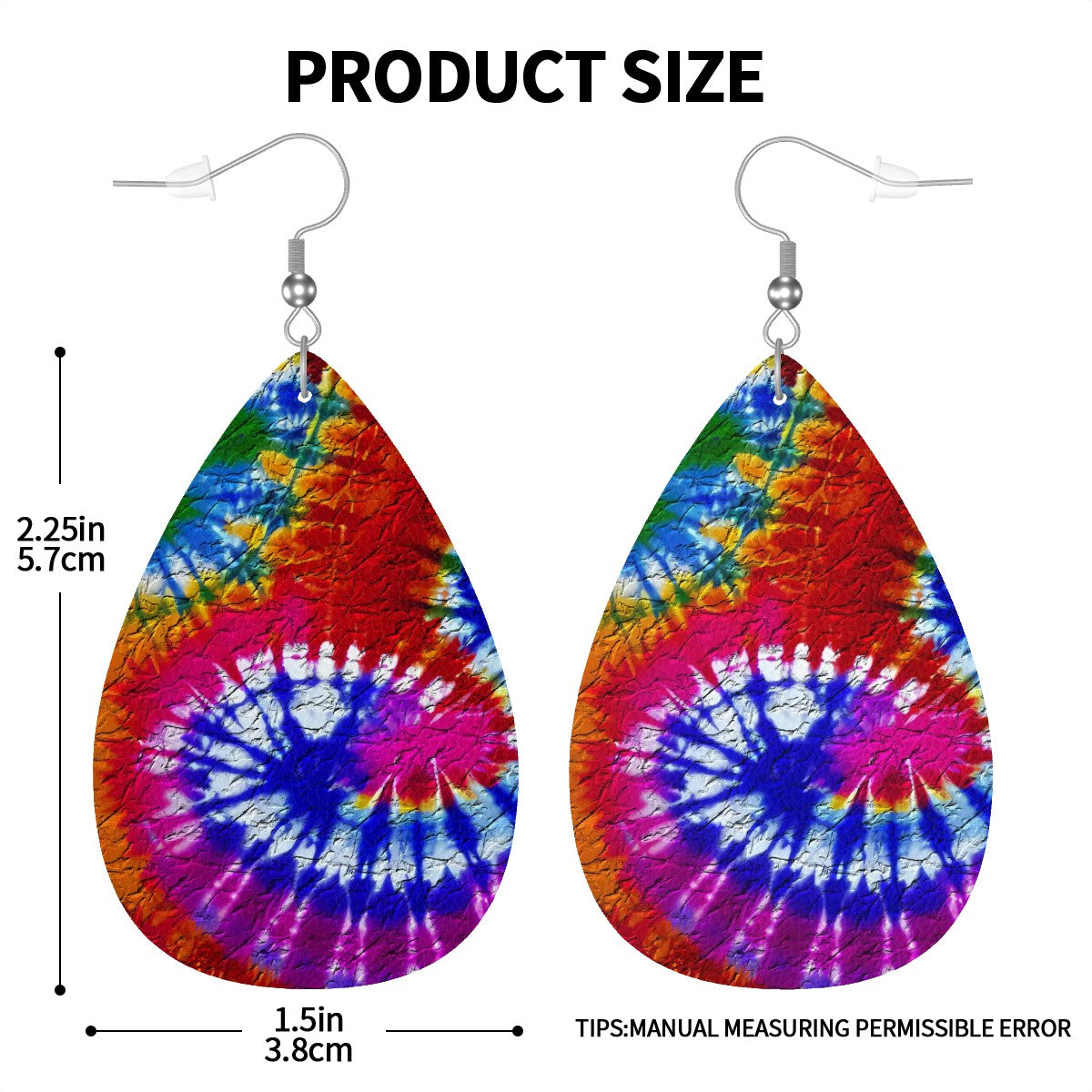 Fire and Ice Tie-Dye Leather Teardrop Earrings
