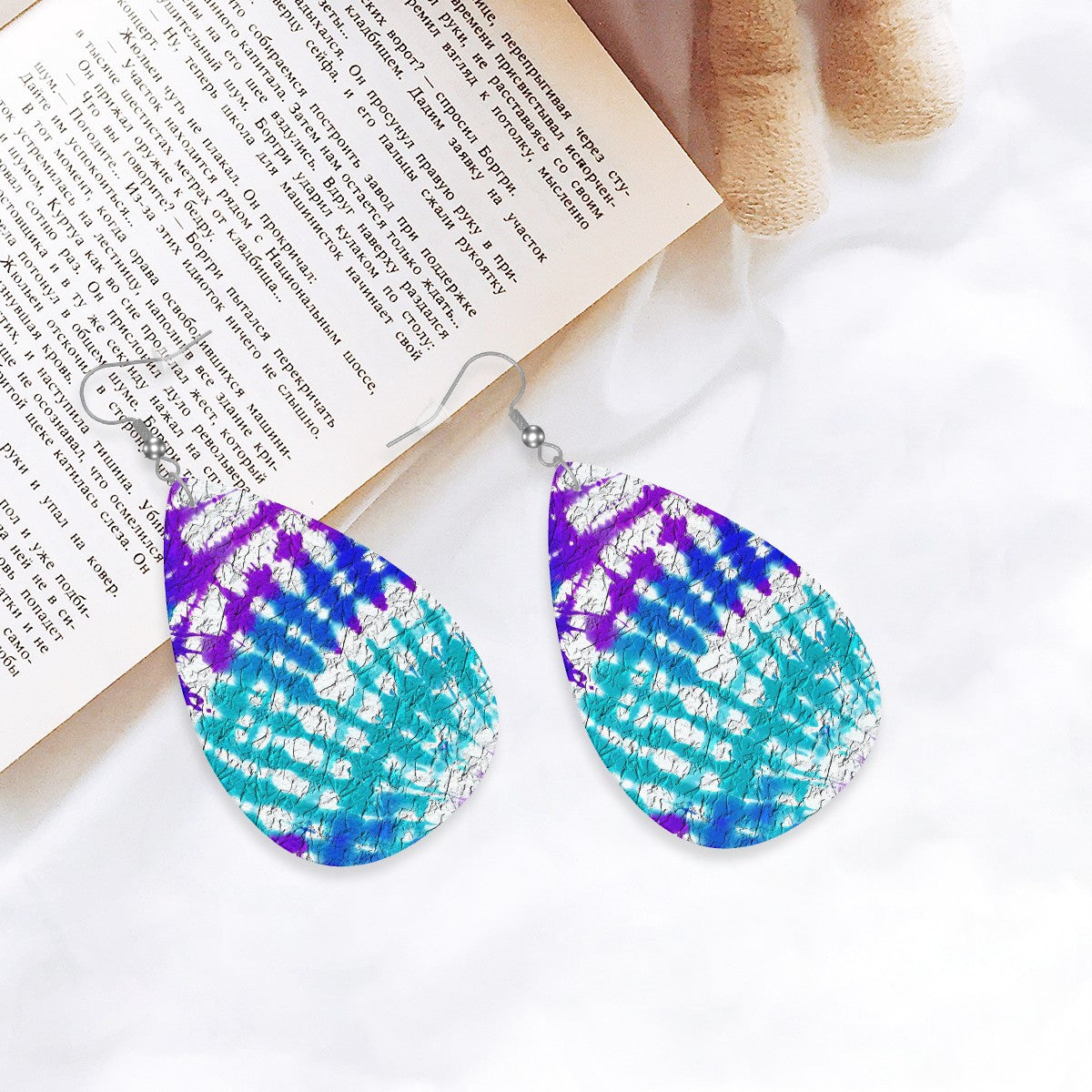 Rave Wave Tie-Dye Leather Teardrop Earrings