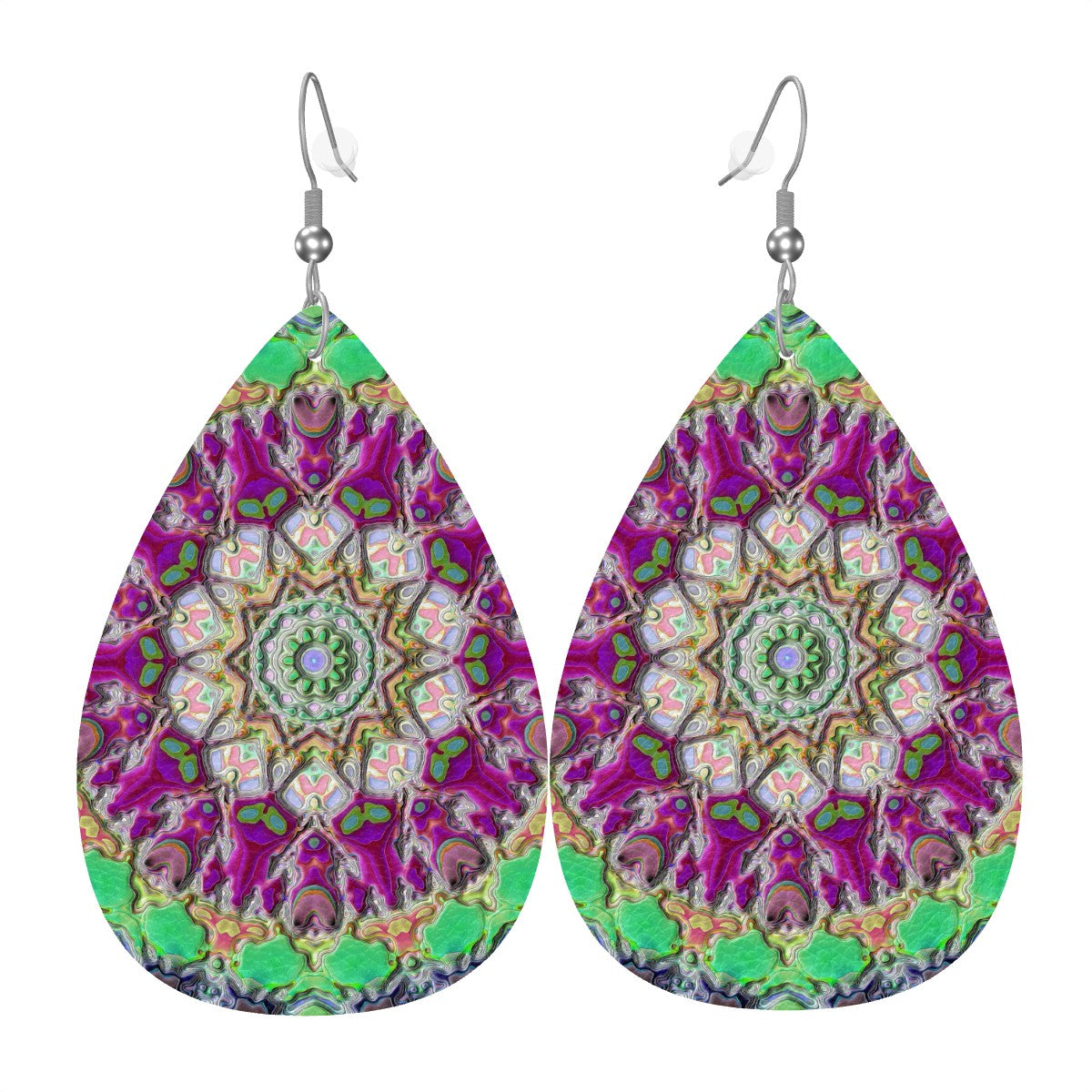 Aura Quartz Leather Teardrop Earrings