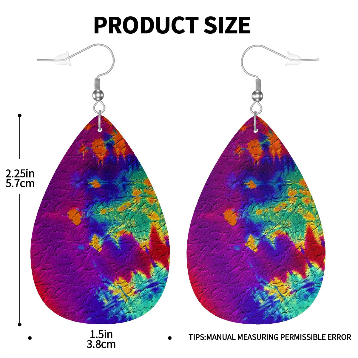 Electric Sunset Leather Teardrop Earrings