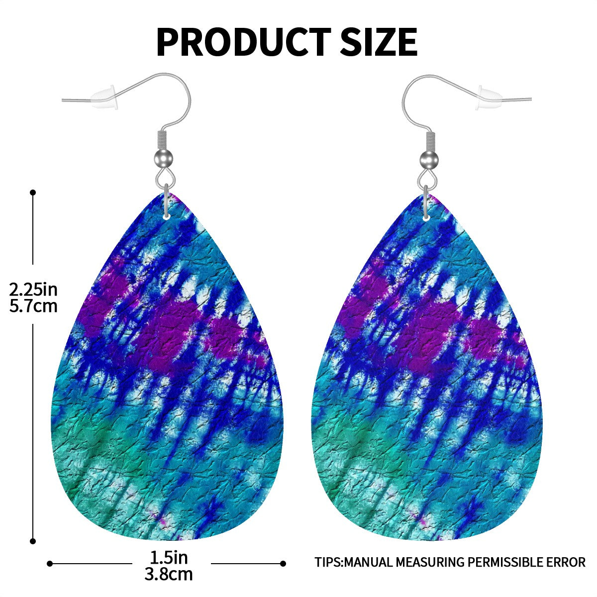 Electric Shard Tie-Dye Leather Teardrop Earrings