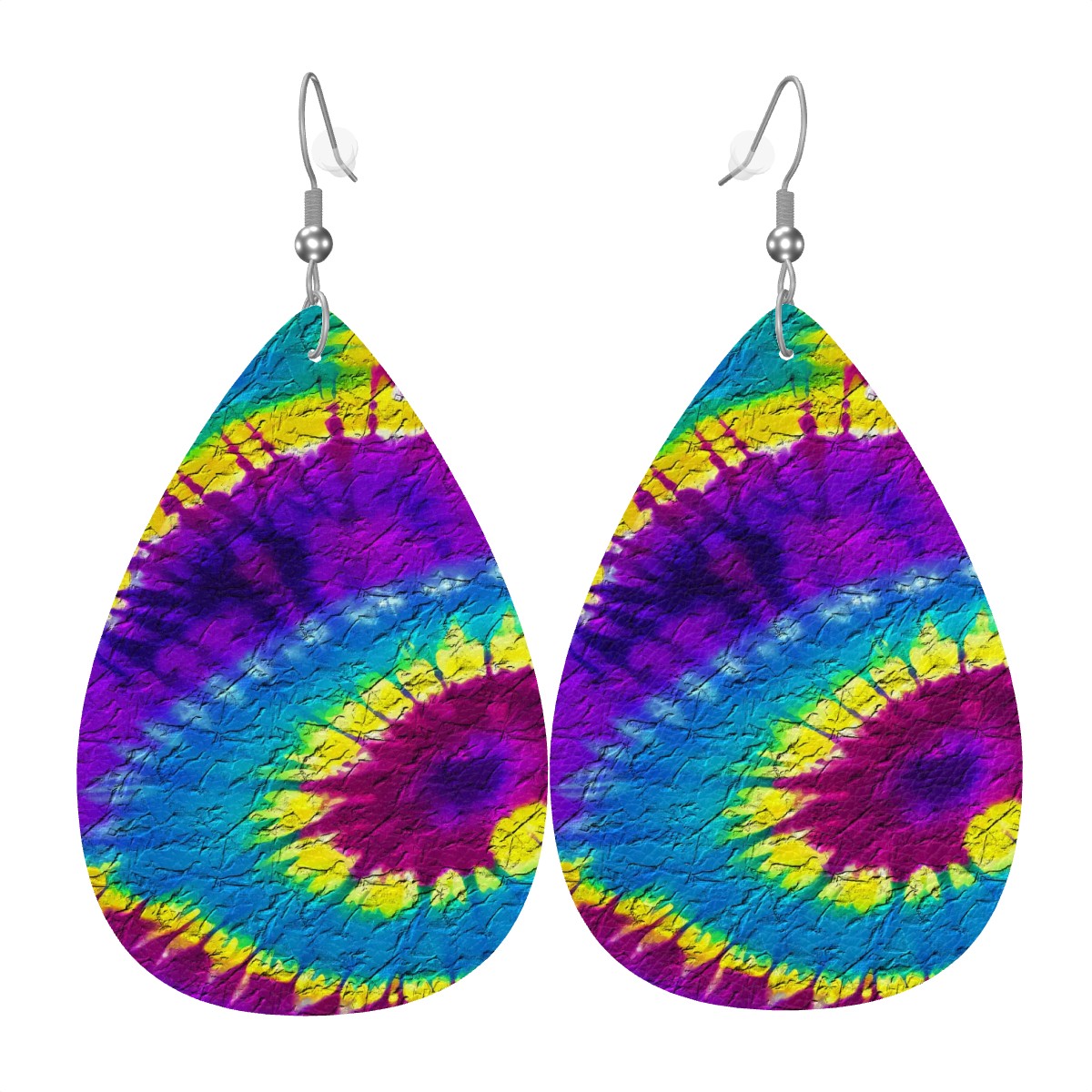 Neo-Hippie Sunburst Leather Teardrop Earrings